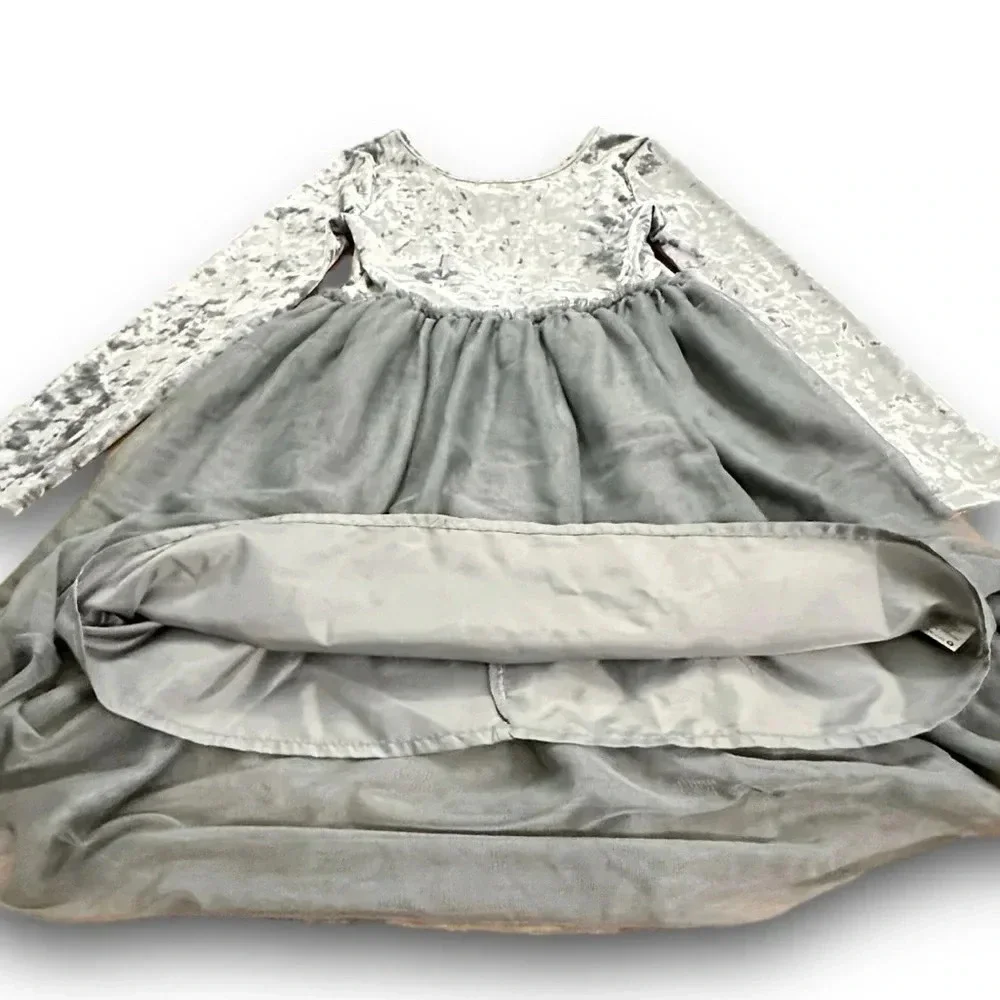 Cat & Jack | Crushed Velvet Tulle Dress (6X) 🩶